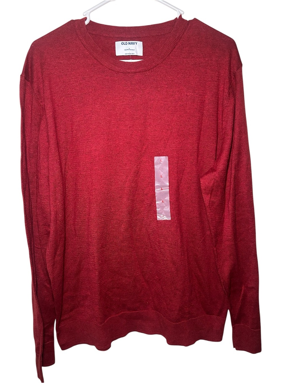 Old Navy Men's Deep Red Crewneck Sweater Large NWT Fall Holiday Casual